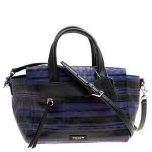 Coach Black/Purple Woven Embossed Leather Top Handle Bag